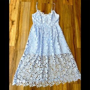 ASTR Boutique Light Blue Lace Overlay Maxi
